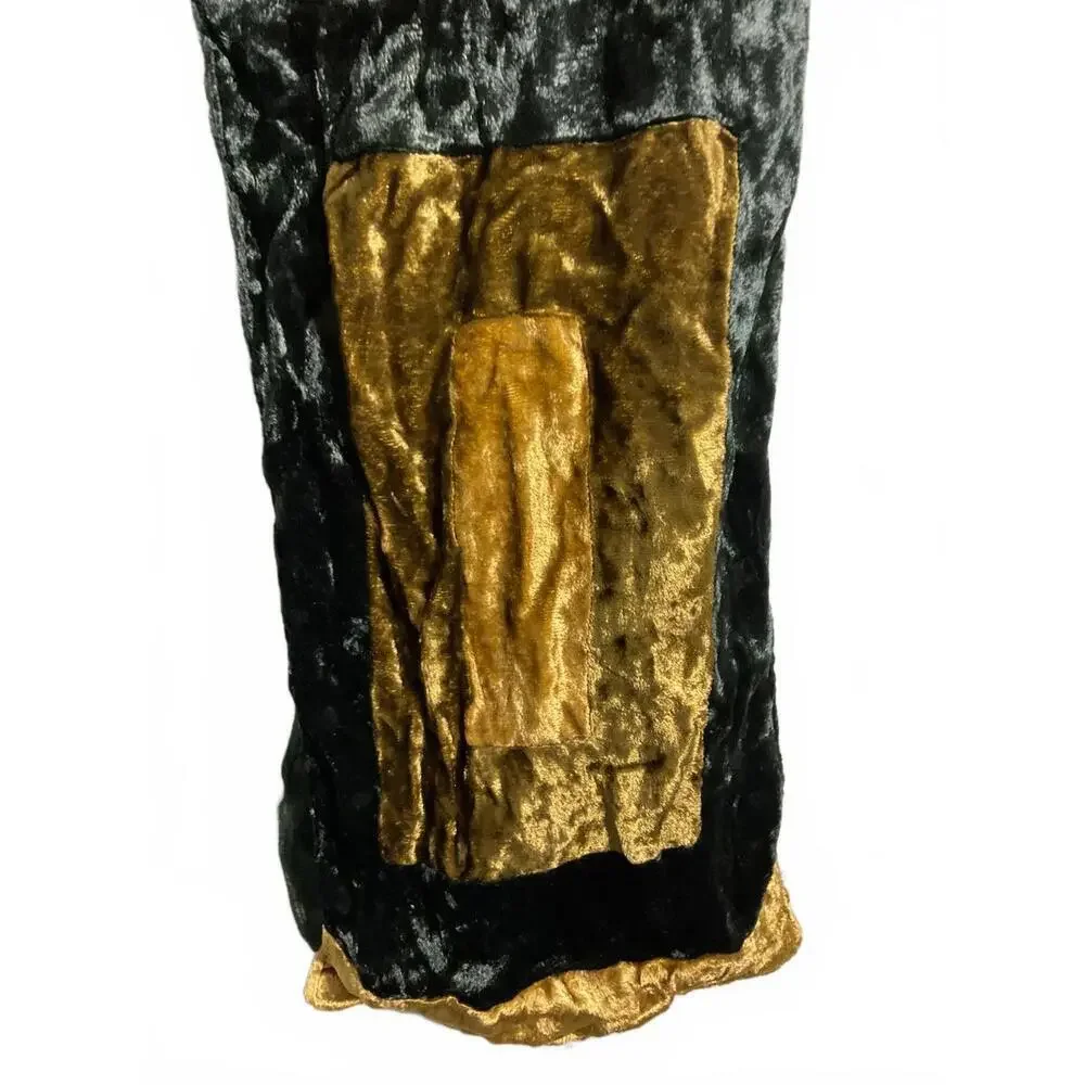 India Arts Velvet Patchwork Women's Scarf in Gold and Greens